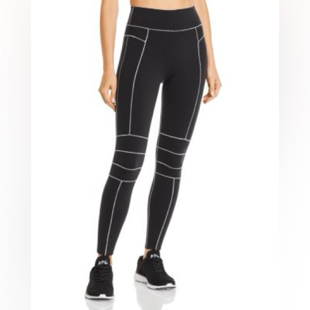 Alo Yoga Endurance High Rise Leggings Black with White Stitching